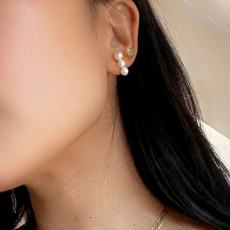 New genuine Sea pearl earrings with solid 14k gold posts precious fine jewelry local artisans hand crafted