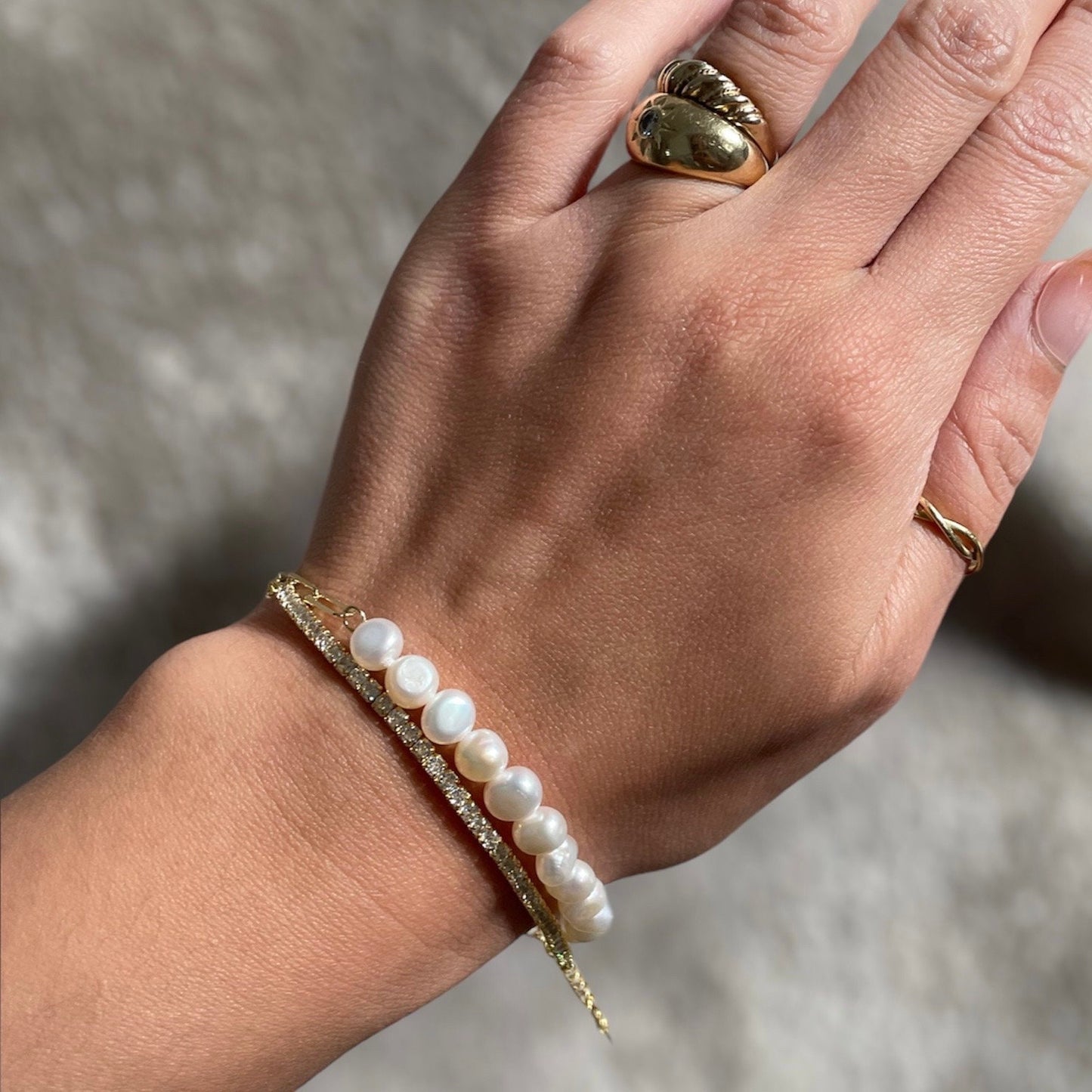 Natural Pearl Bracelet: 14k Gold Sterling Silver Paperclip Chain