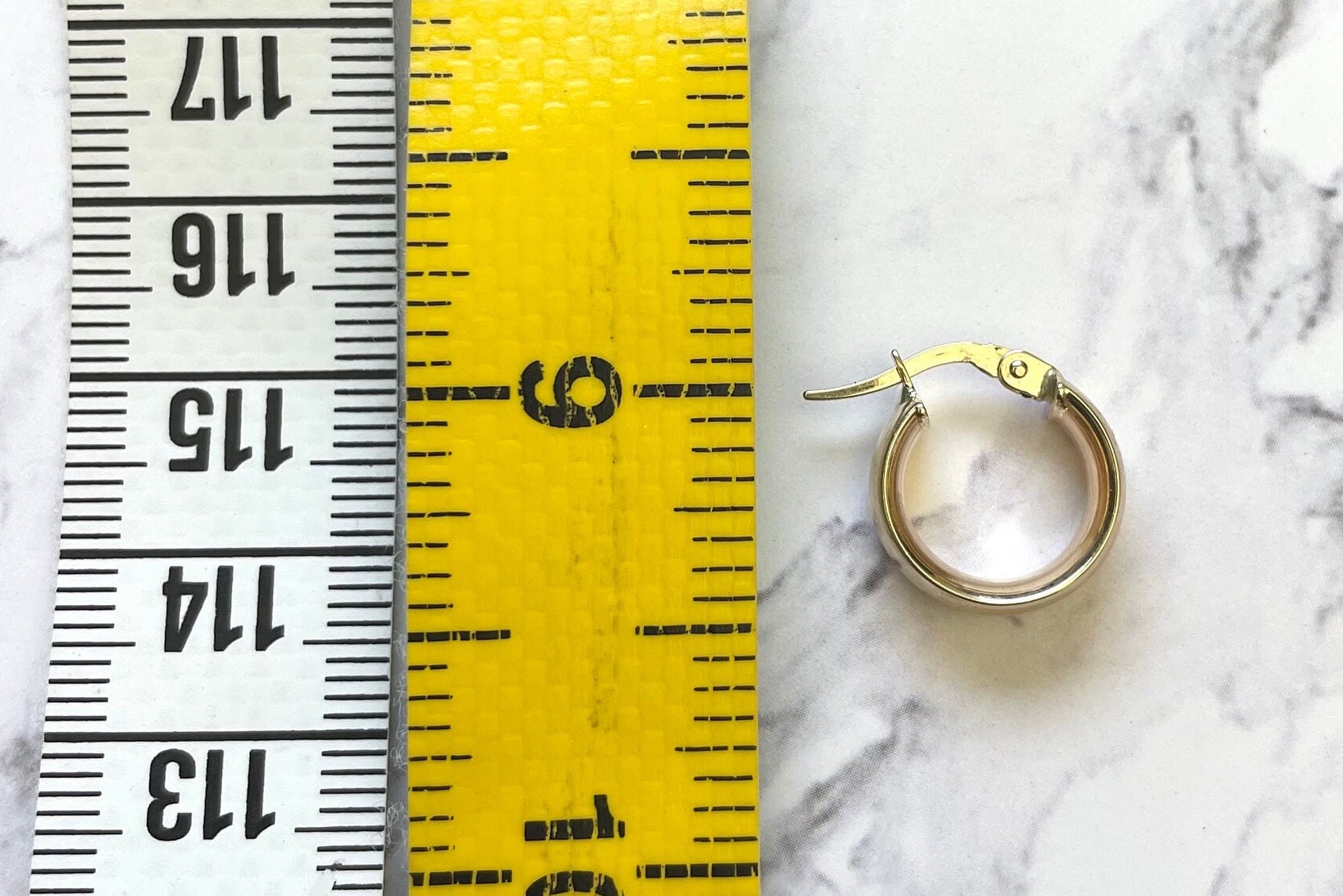 New 14k solid gold chunky 5mm huggie hoop earrings perfect for layering daily wear precious fine jewelry