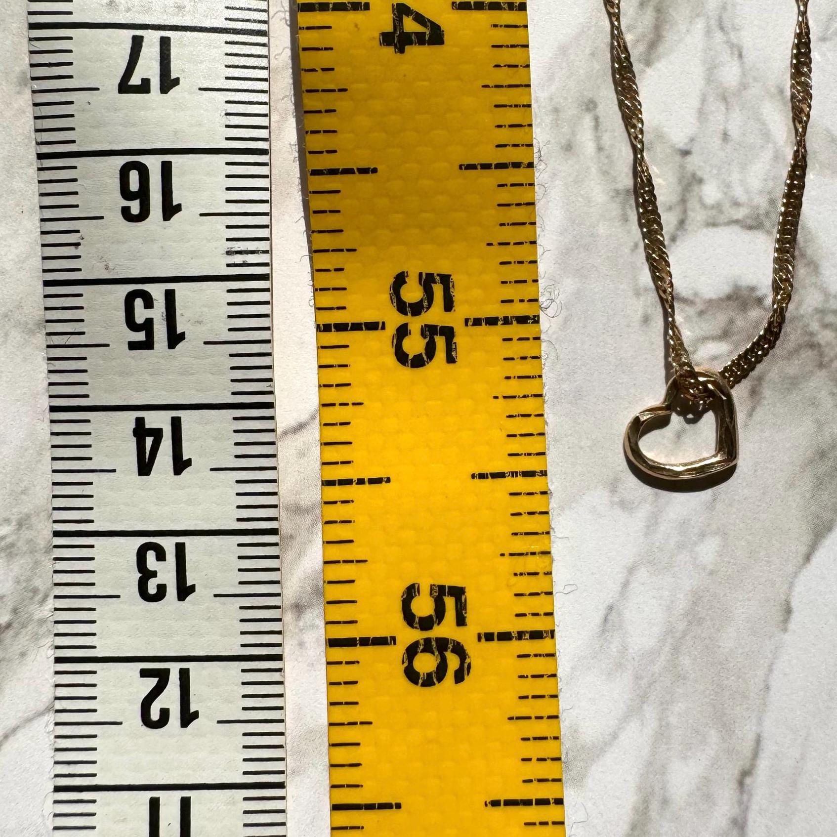 14K Gold Heart Pendant Necklace: Italian Vintage Jewelry, 18.5” Chain