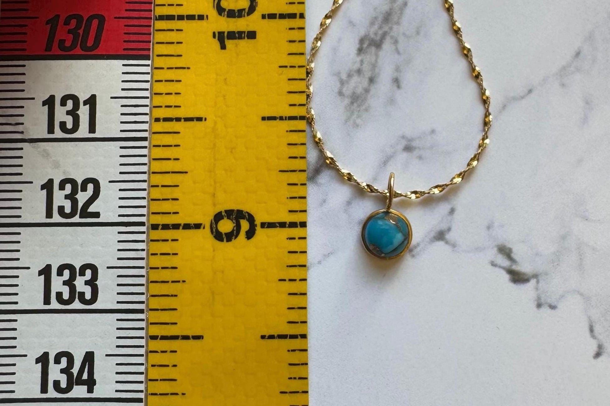 14K Solid Gold Copper Turquoise Lori Necklace: Dainty December Birthstone
