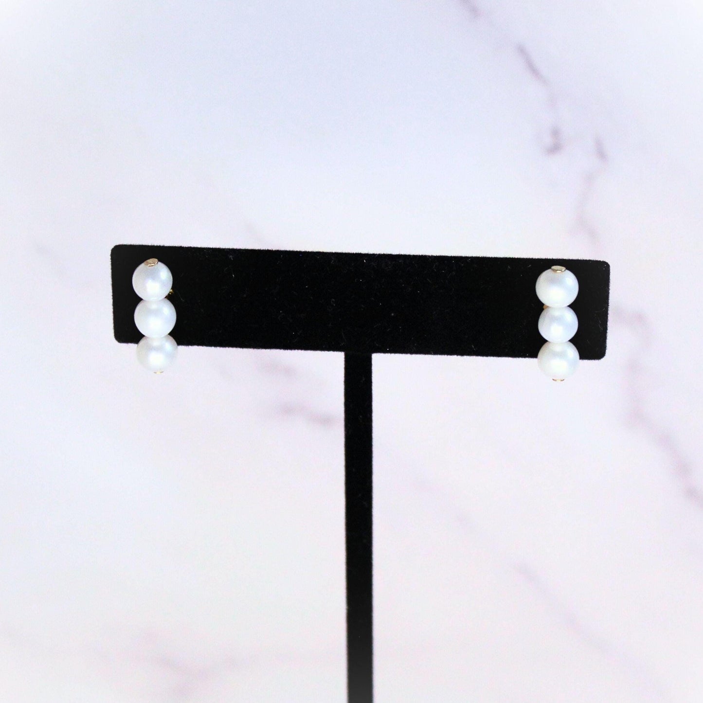 New genuine Sea pearl earrings with solid 14k gold posts precious fine jewelry local artisans hand crafted