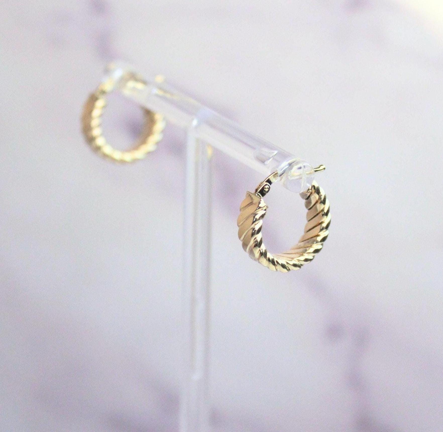 14k Solid Gold Twisted Rope Lowen Hoops: Classic Fine Jewelry
