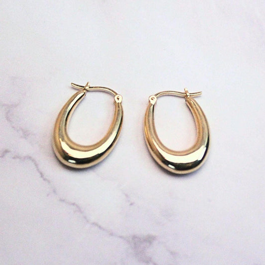 New Solid 18K Gold Teardrop Arabia Hoop Earrings – Bold Gold Hoops – Real Gold Statement Earrings for Everyday Glam