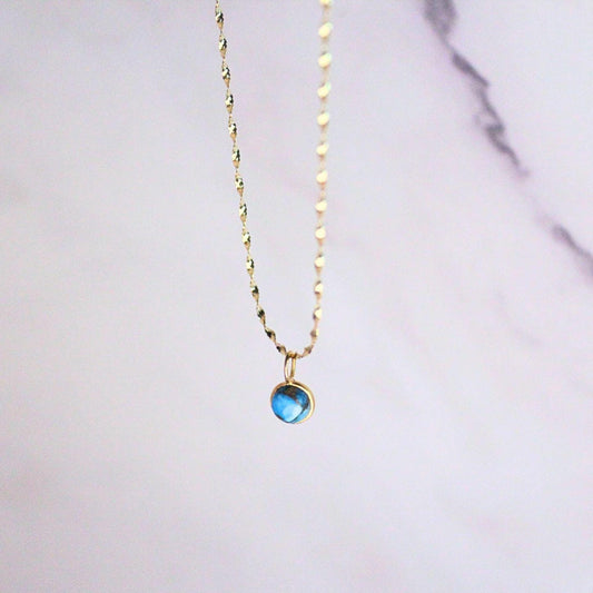14K Solid Gold Copper Turquoise Lori Necklace: Dainty December Birthstone