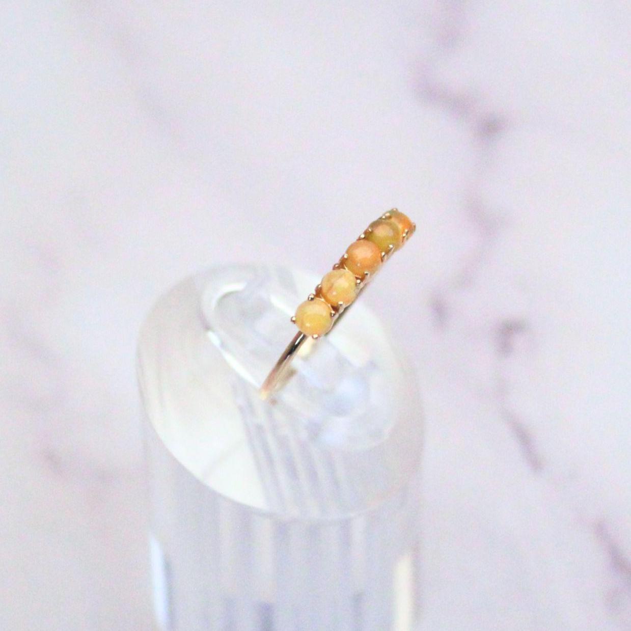 Vintage Fire Opal Ring: 14k Gold Stackable Band, Size 5