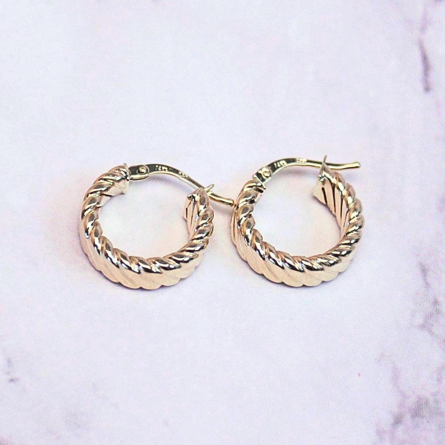 NEW 14k solid gold Lowen Hoops in Twisted Rope Gold Earrings – Classic Textured Hoops fine jewelry for everyday wear