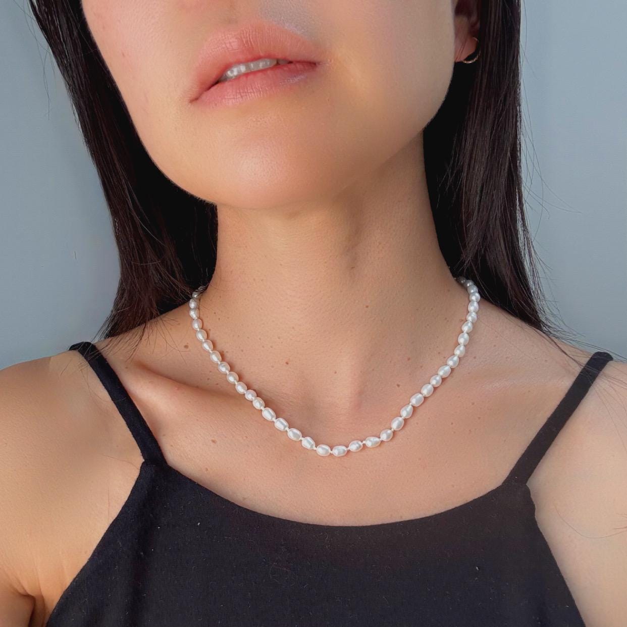 14k Gold Pearl Choker Necklace - Handmade Fine Jewelry, 16”