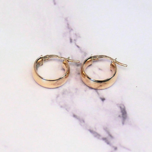 New 14k solid gold chunky 5mm huggie hoop earrings perfect for layering daily wear precious fine jewelry