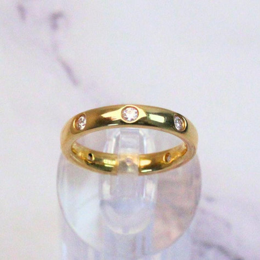 14k Gold Drew Moissanite Statement Ring - Bezel Set Wedding Band