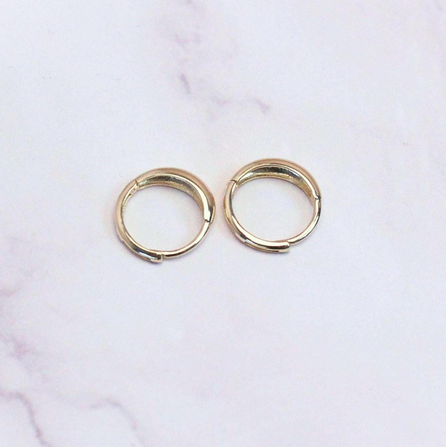10k Solid Gold Sage Huggie Hoop Earrings: Modern Minimalist Jewelry