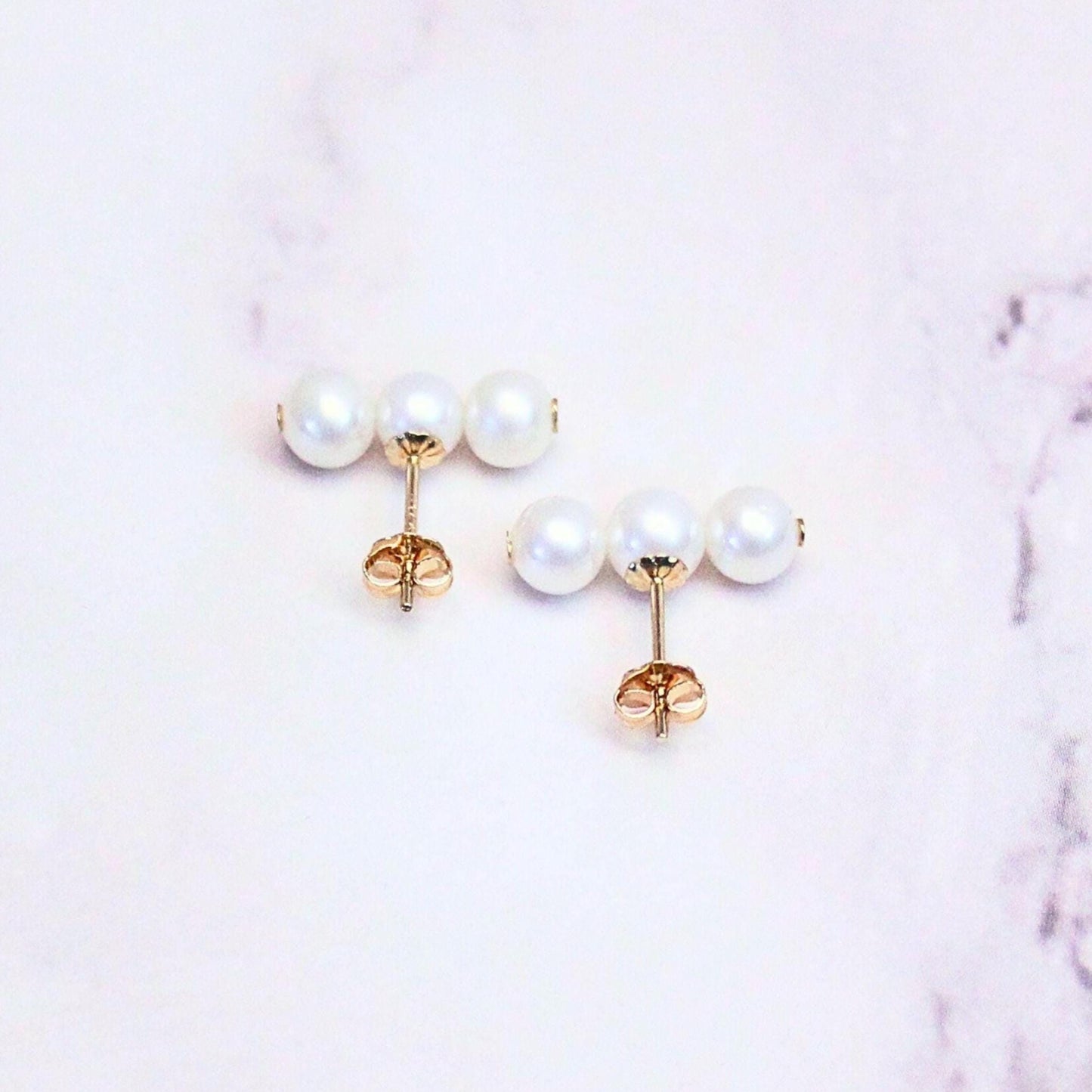 New genuine Sea pearl earrings with solid 14k gold posts precious fine jewelry local artisans hand crafted
