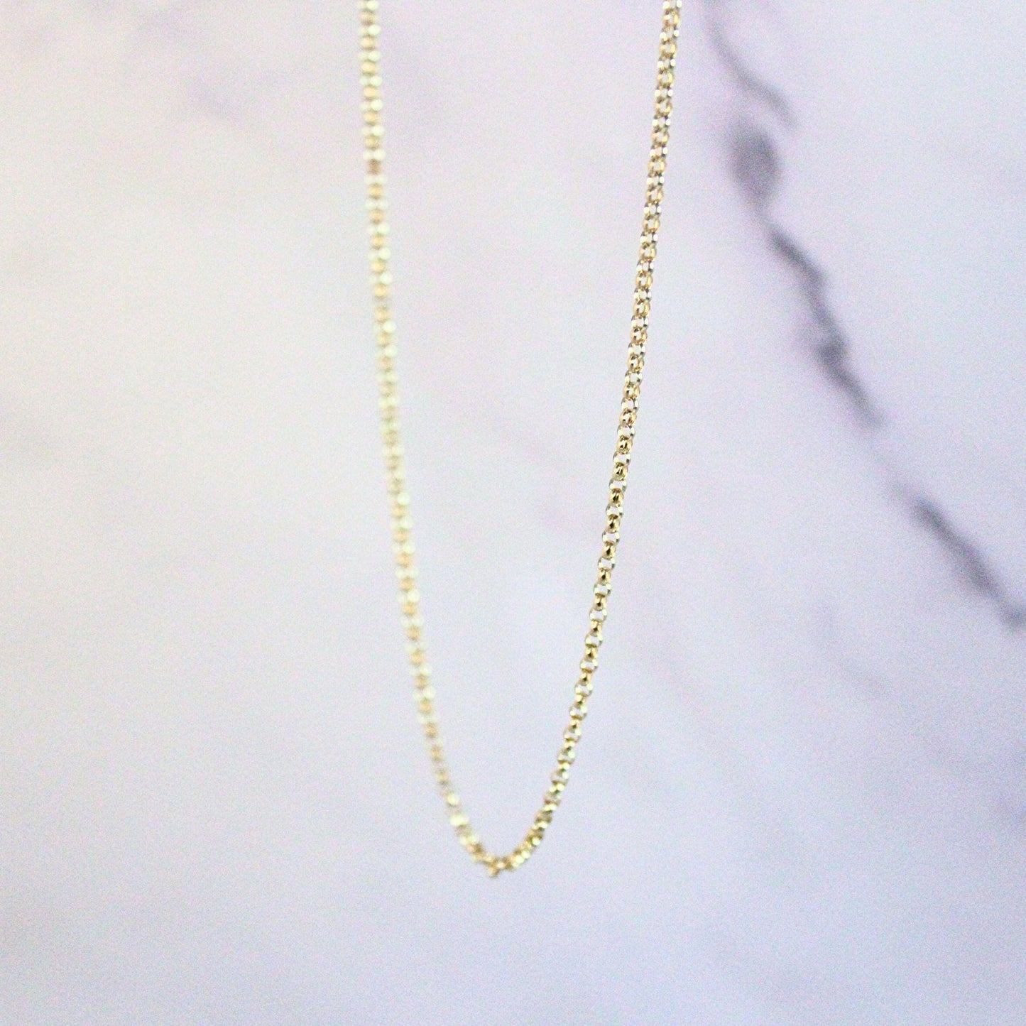 18K Solid Gold Polo Chain Paris Necklace: Dainty Minimalist Jewelry