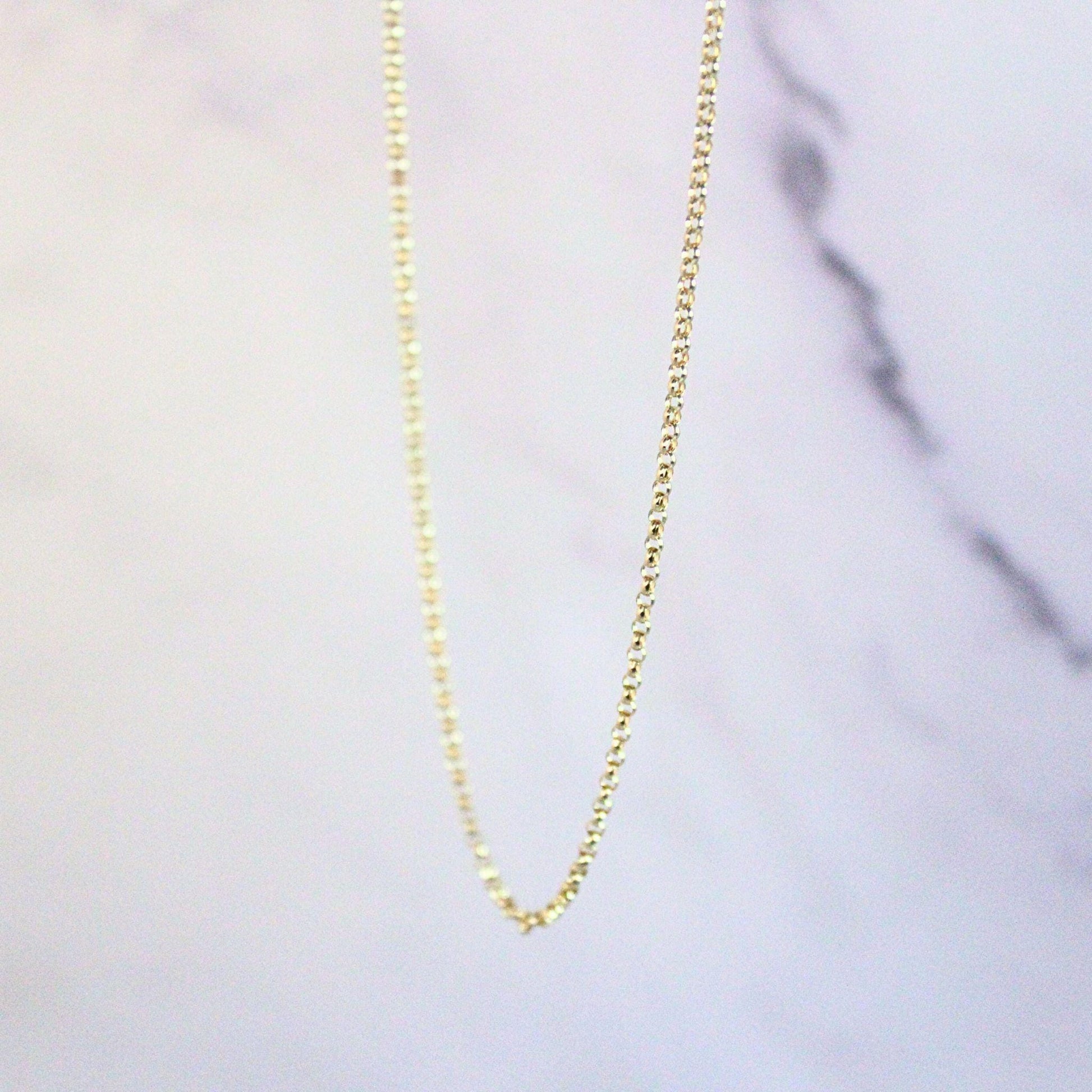 18K Solid Gold Polo Chain Paris Necklace: Dainty Minimalist Jewelry