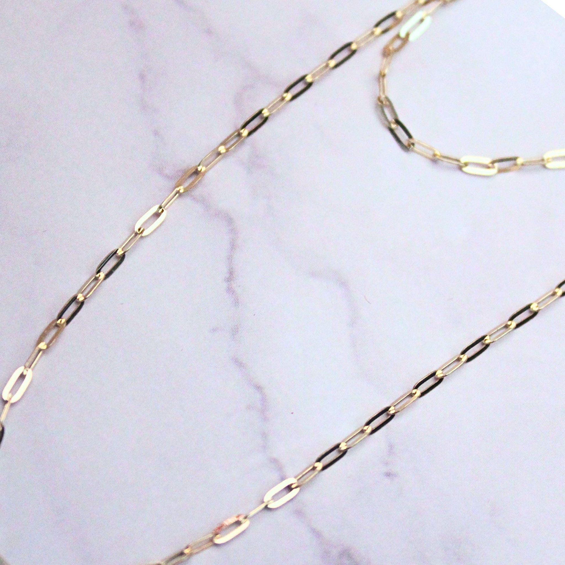 18K Solid Gold Paperclip Chain Gabby Necklace: Dainty Minimalist Jewelry