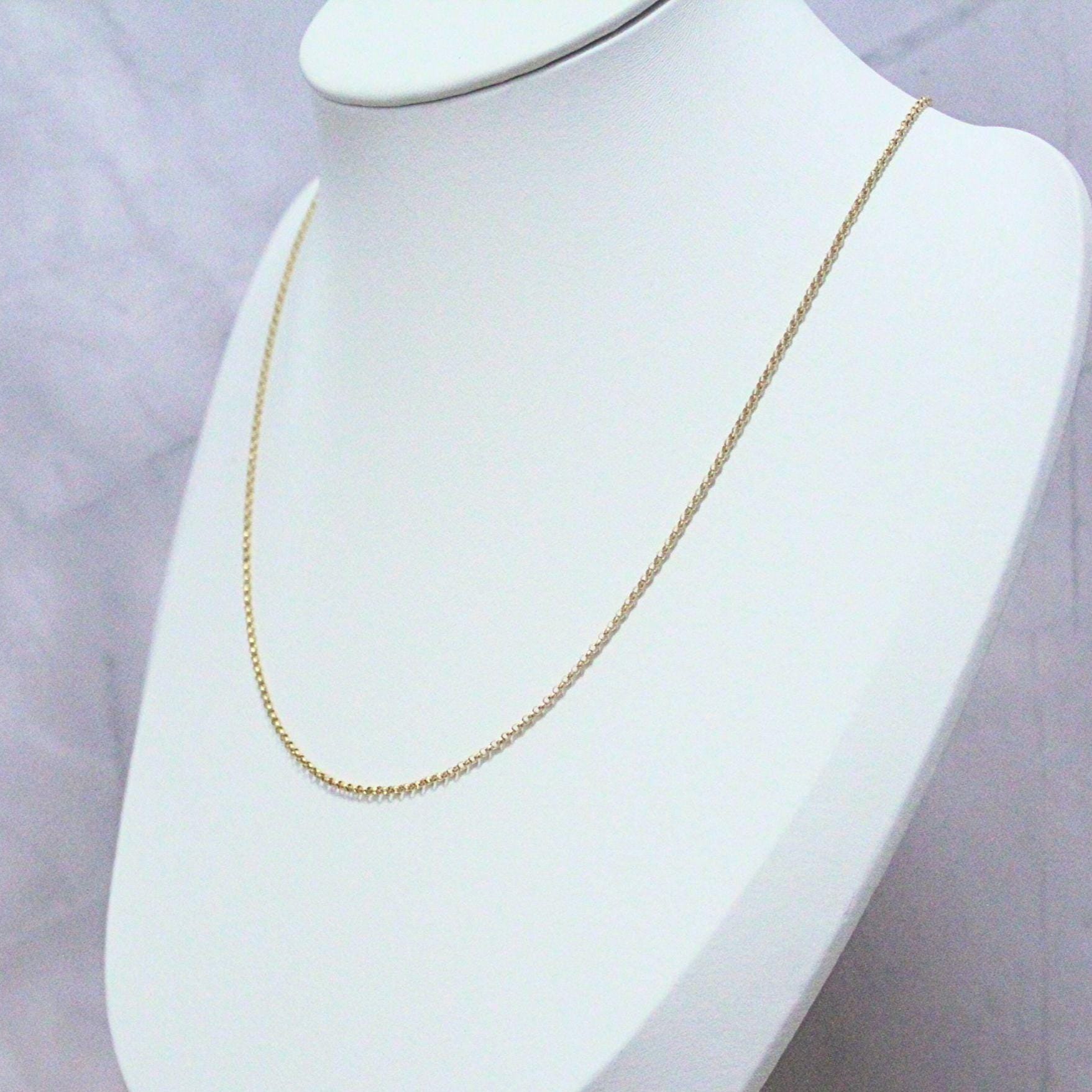 18K Solid Gold Polo Chain Paris Necklace: Dainty Minimalist Jewelry