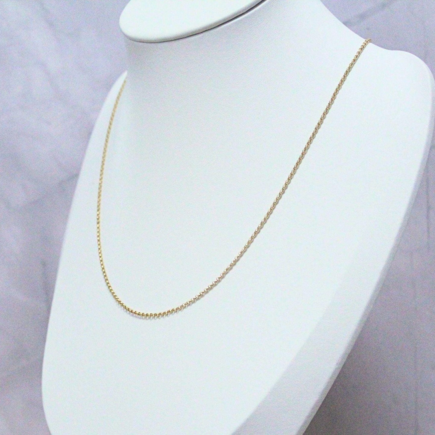 18K Solid Gold Polo Chain Paris Necklace: Dainty Minimalist Jewelry