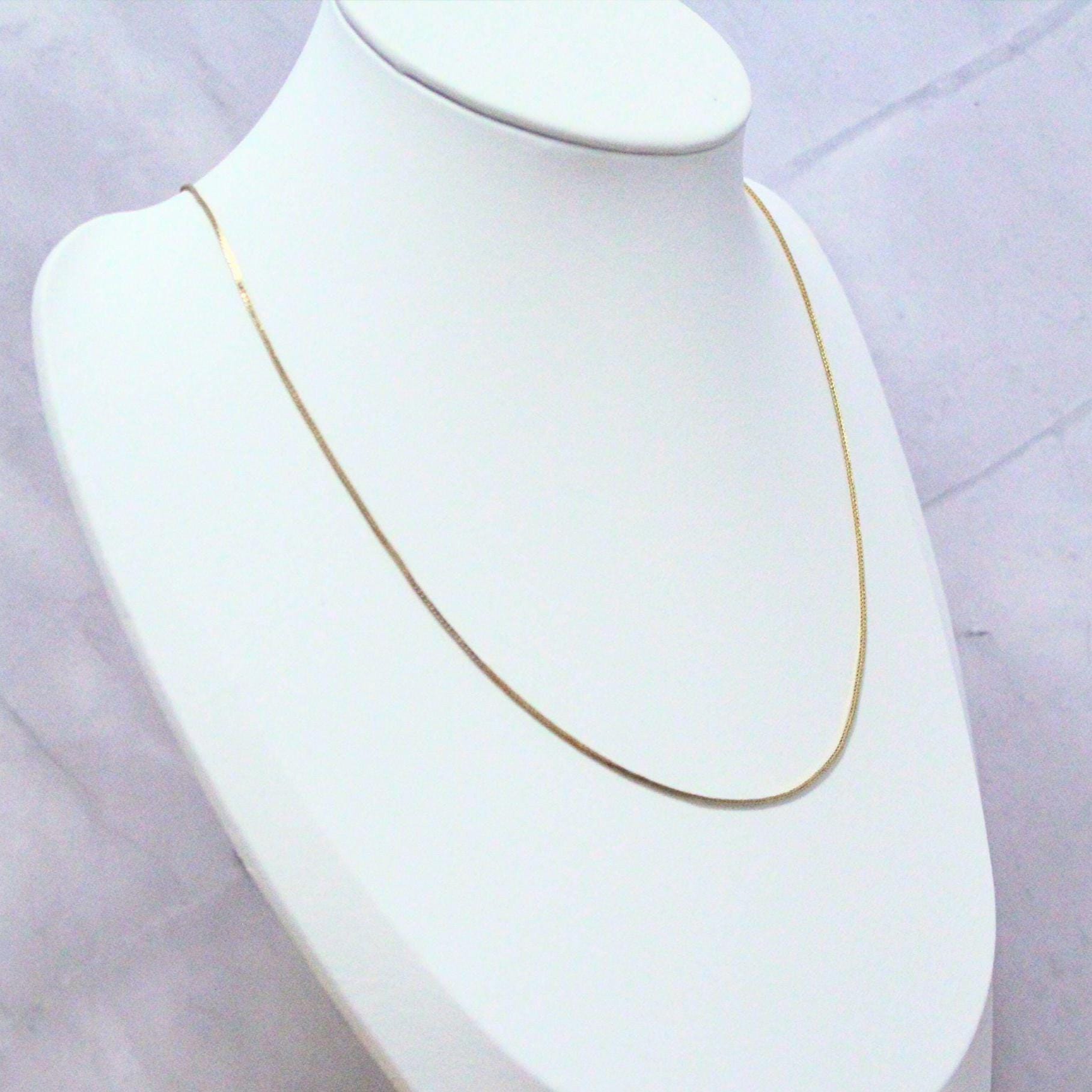 18k Solid Gold Fox Tail Chain Necklace - 19" Vintage Jewelry