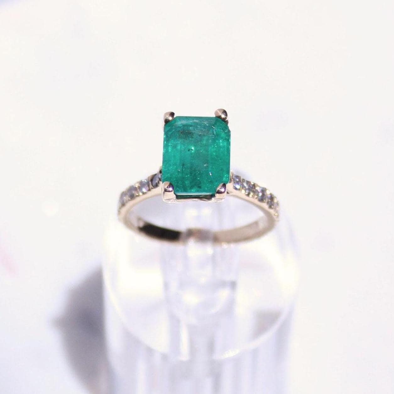 Emerald & Diamond 14k Gold Ring: 3.11ct Gemstone Anniversary Ring