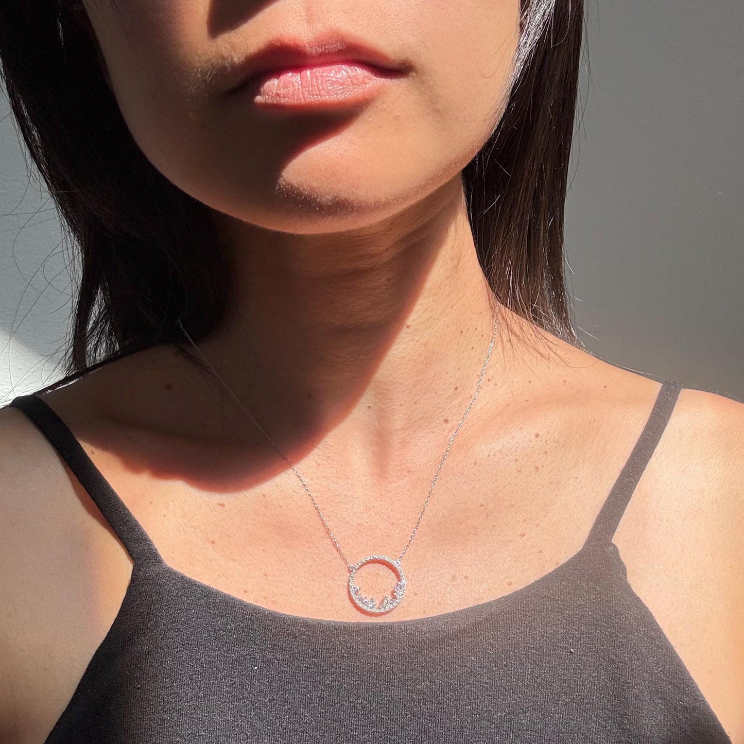 New 10 solid white gold with authentic natural diamonds necklace precious fine jewelry