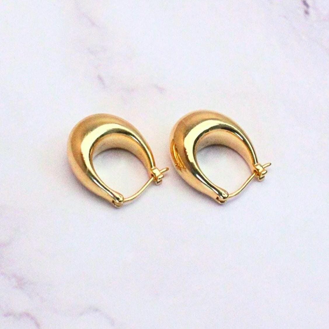 18k Solid Gold Brook Hoop Earrings: Bold Timeless Statement