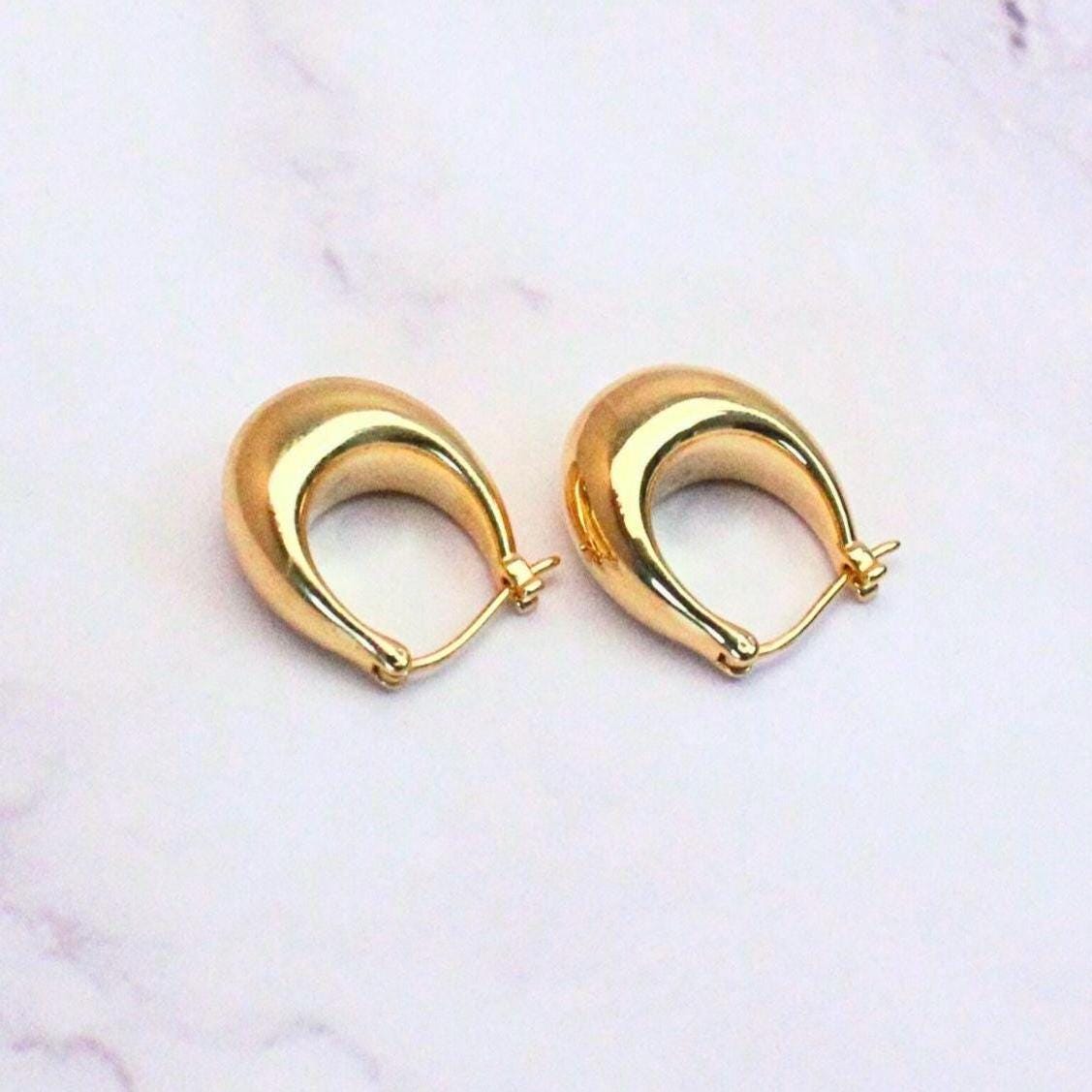 18k Solid Gold Brook Hoop Earrings: Bold Timeless Statement