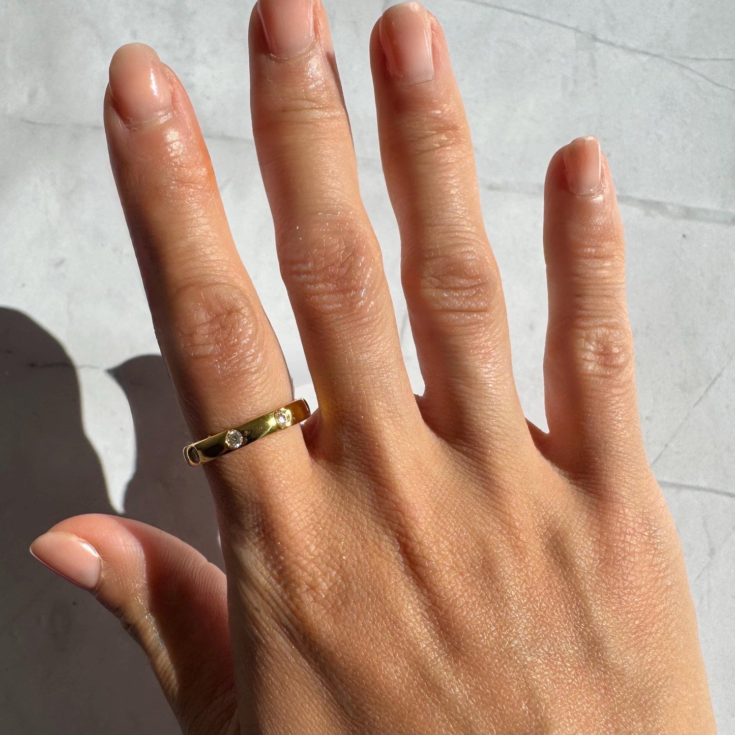 14k Gold Drew Moissanite Statement Ring - Bezel Set Wedding Band