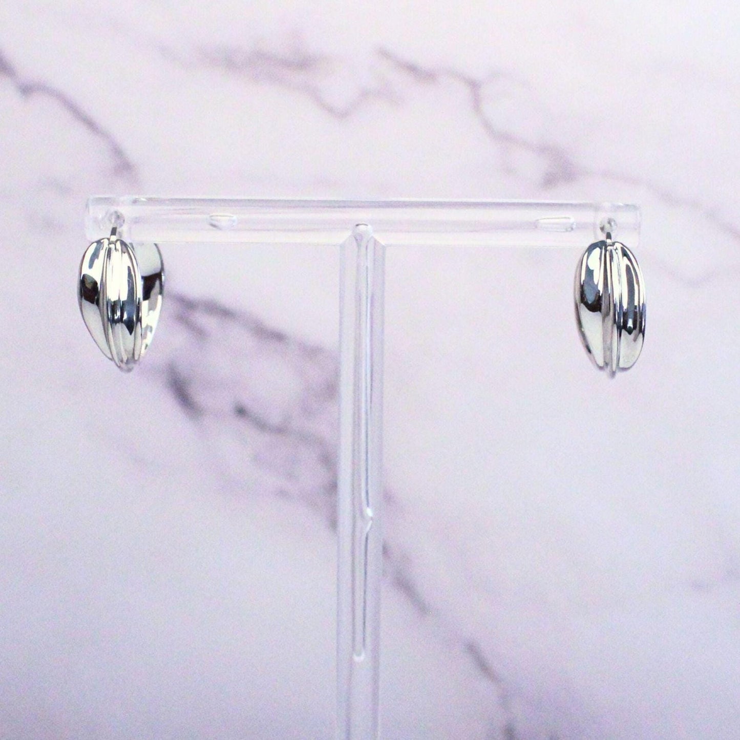 New Solid 18K White Gold Large Lucy Hoop Earrings- Timeless Elegance