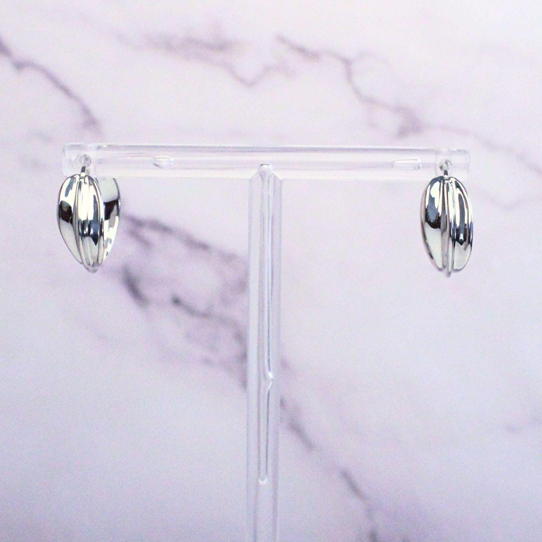 New Solid 18K White Gold Large Lucy Hoop Earrings- Timeless Elegance