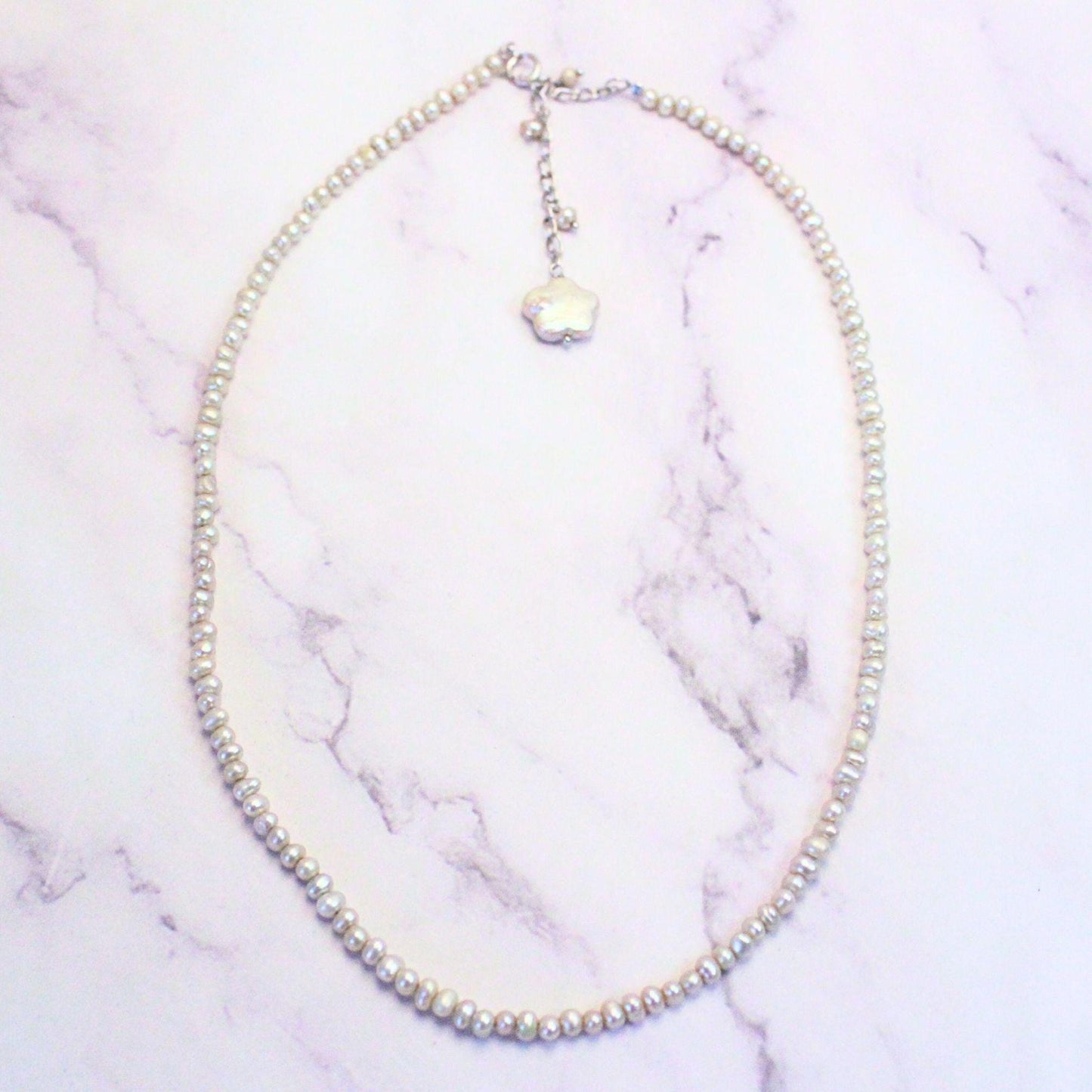 Dainty Freshwater Pearl Necklace – Sterling Silver Clasp