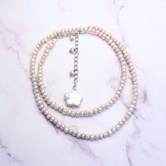 Dainty Freshwater Pearl Necklace – Sterling Silver Clasp