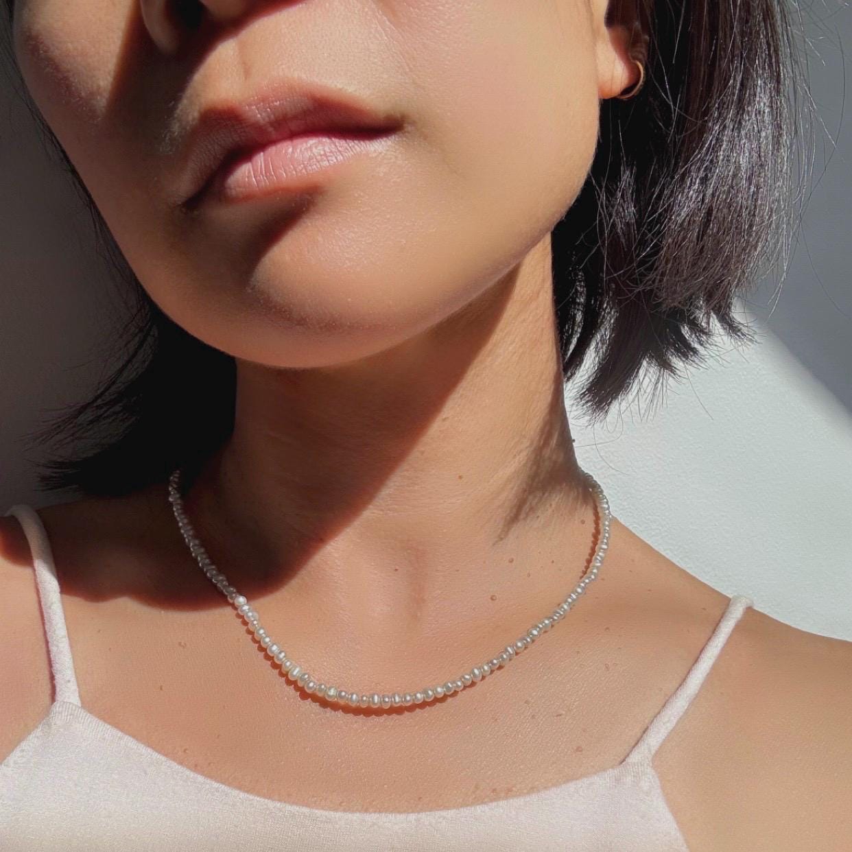 Dainty Freshwater Pearl Necklace – Sterling Silver Clasp