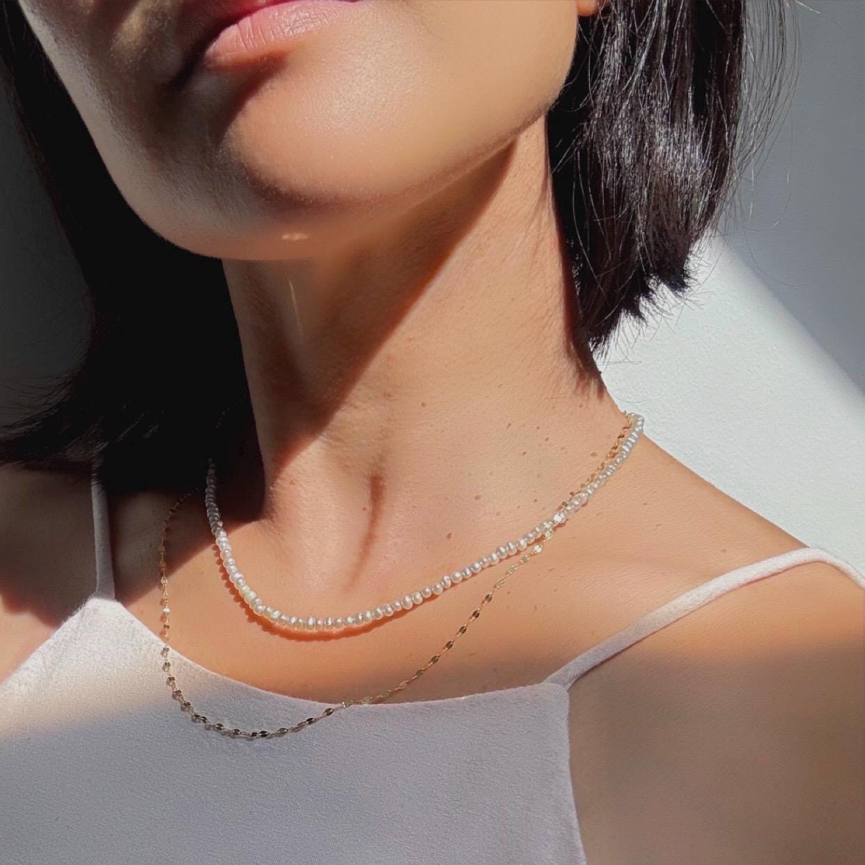Dainty Freshwater Pearl Necklace – Sterling Silver Clasp