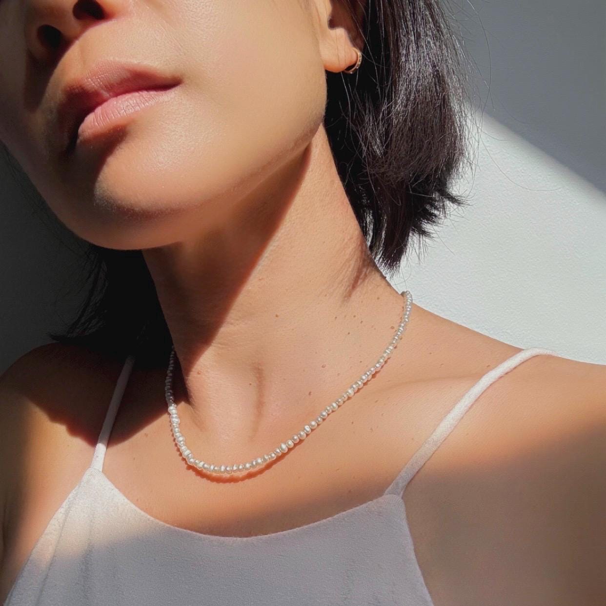 Dainty Freshwater Pearl Necklace – Sterling Silver Clasp