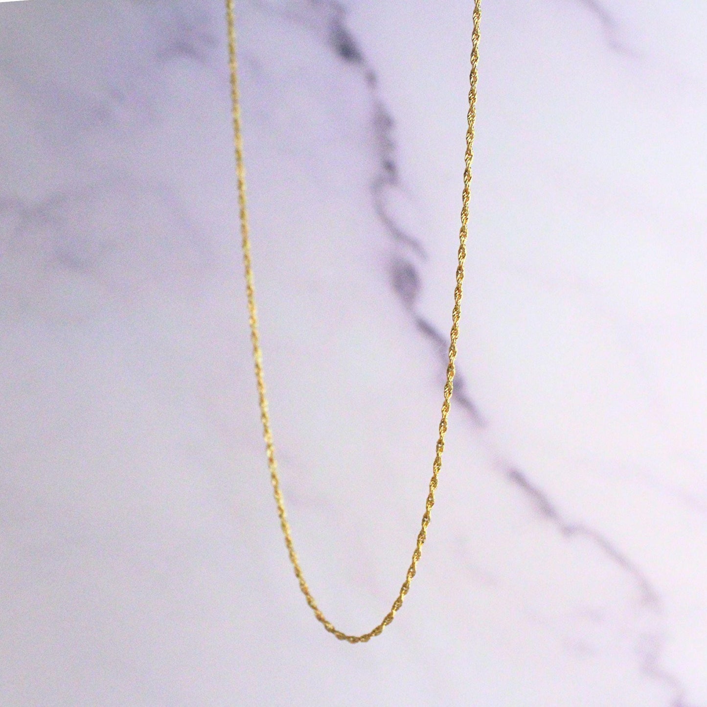 18K Solid Gold Rope Chain June Necklace: Dainty Minimalist Jewelry