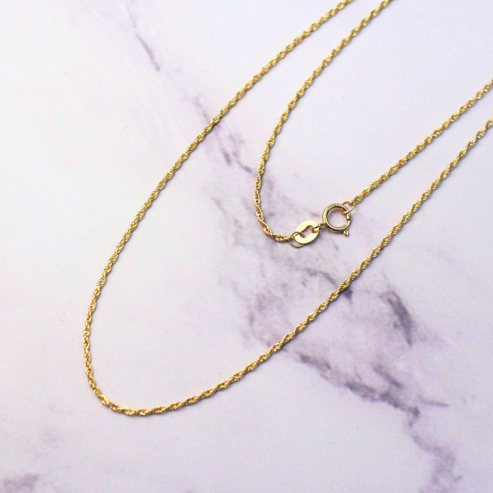 18K Solid Gold Rope Chain June Necklace: Dainty Minimalist Jewelry