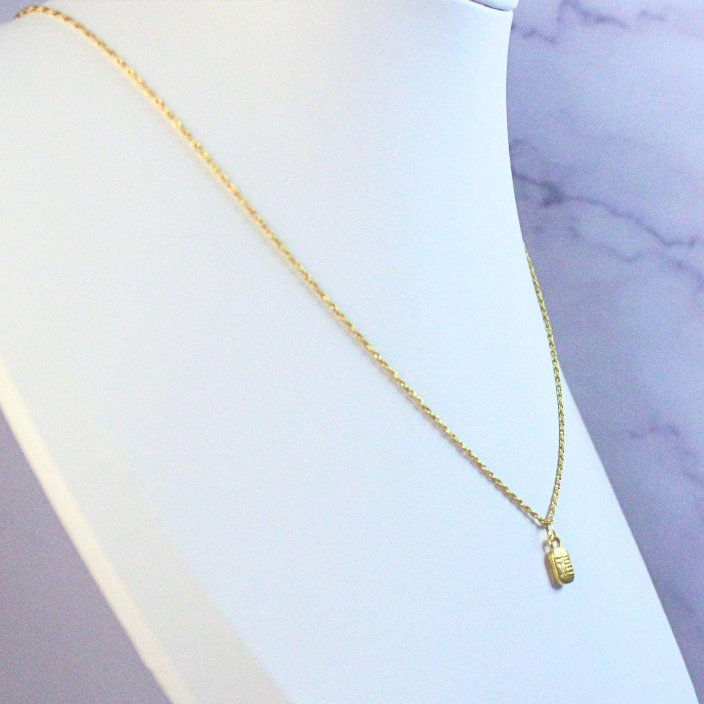 24K Gold Dainty Good Luck Charm Hao Yun Necklace with 18K Gold Rope Chain