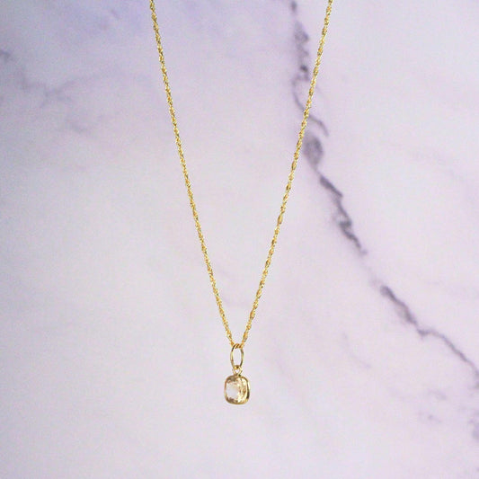 18K Solid Gold Lori Citrine Necklace: November Birthstone Pendant