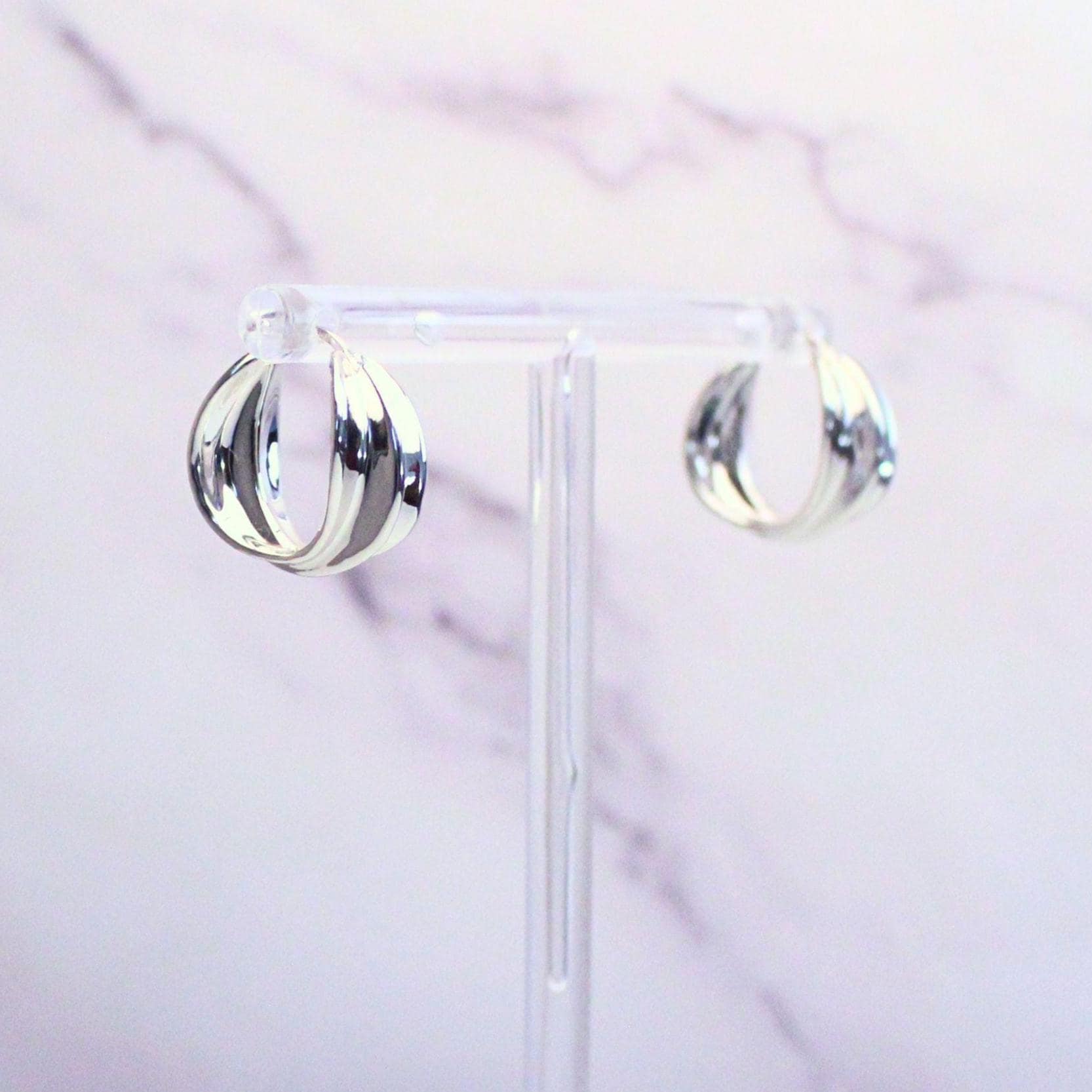 New Solid 18K White Gold Large Lucy Hoop Earrings- Timeless Elegance
