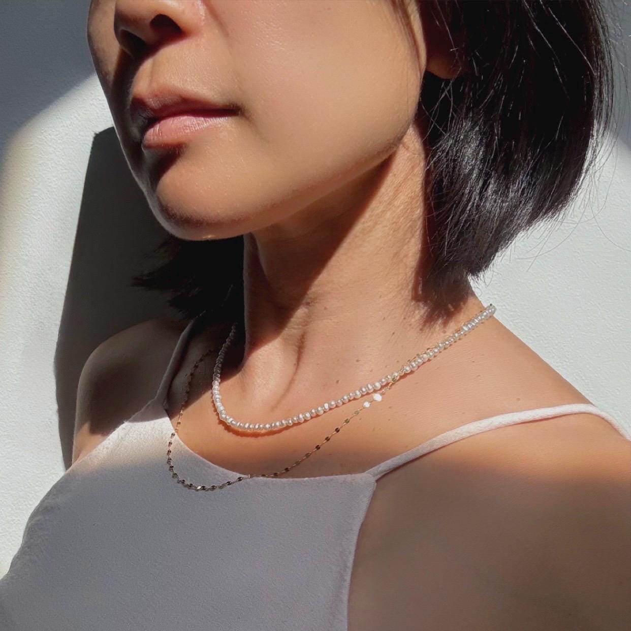 Dainty Freshwater Pearl Necklace – Sterling Silver Clasp