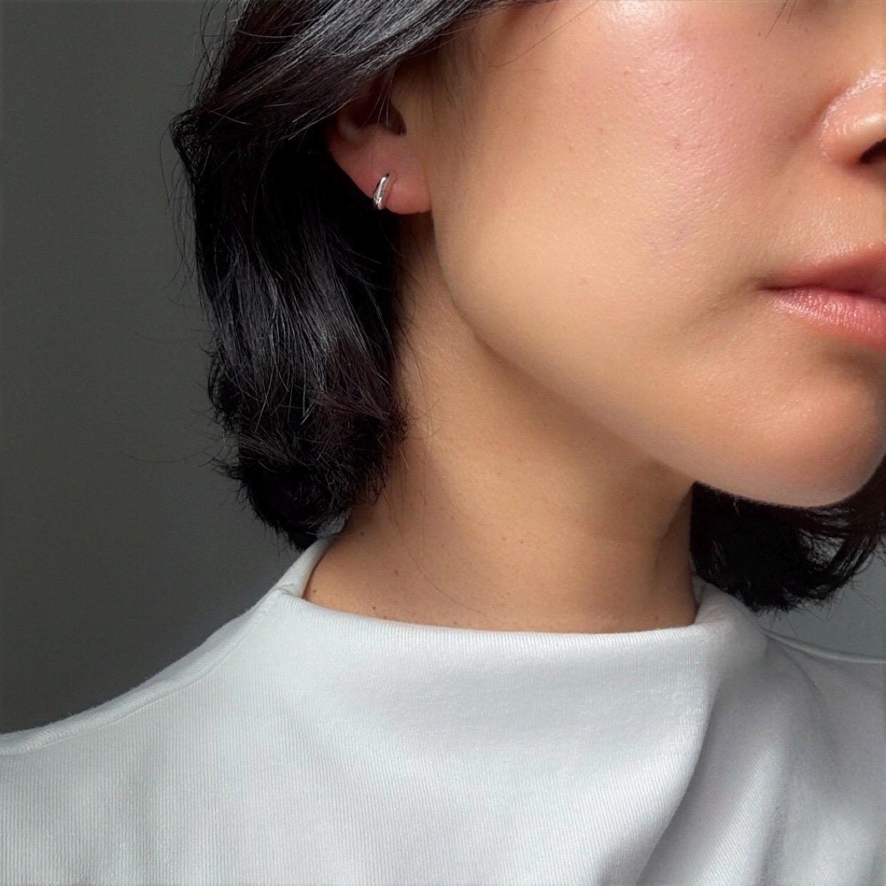 Minimalist Ultra Mini Sterling Silver Stella Earrings | Everyday Hoop Studs