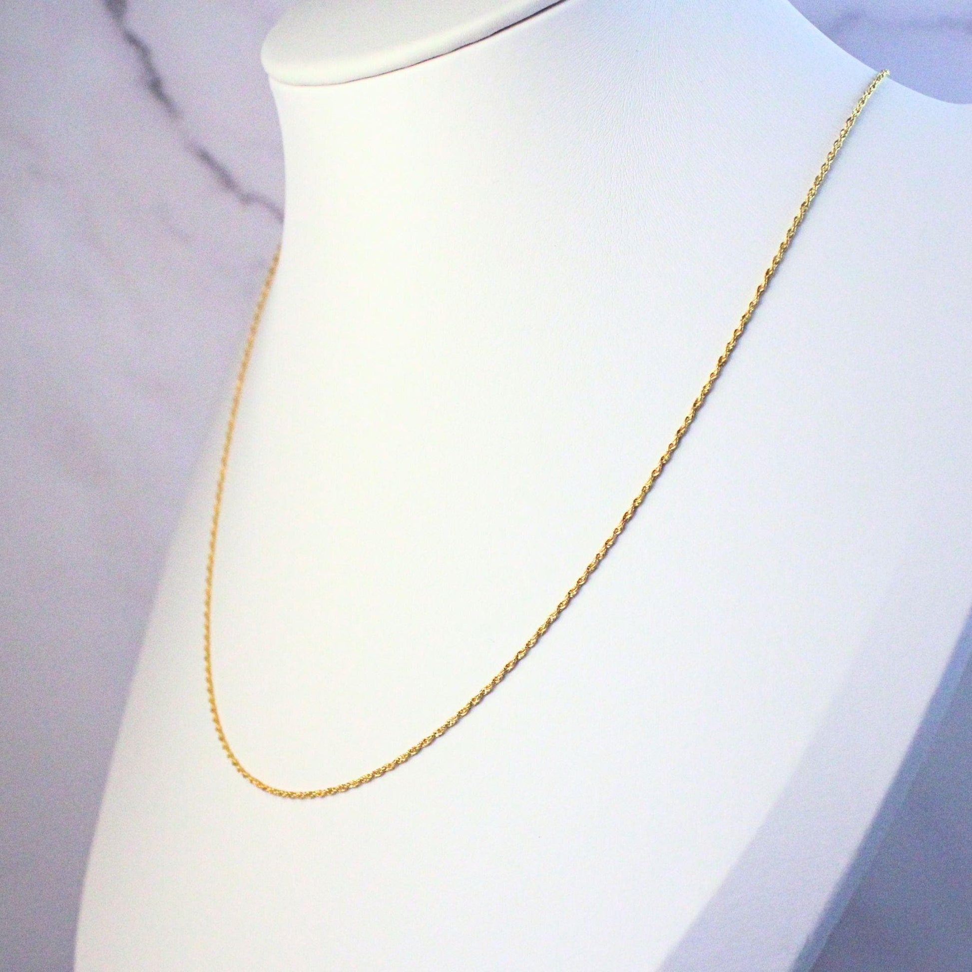 18K Solid Gold Rope Chain June Necklace: Dainty Minimalist Jewelry
