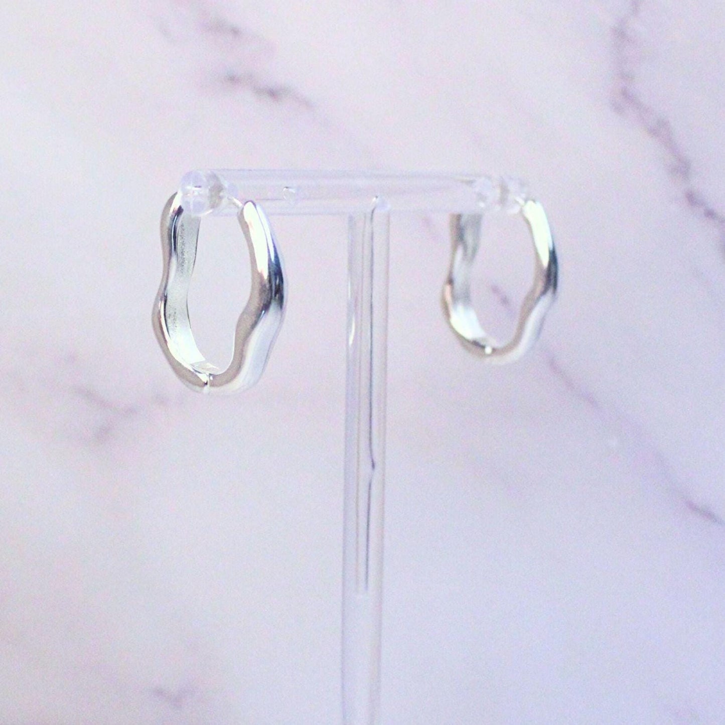 Sterling Silver Organic Hoop Emma Earrings | Modern Sculptural Huggies