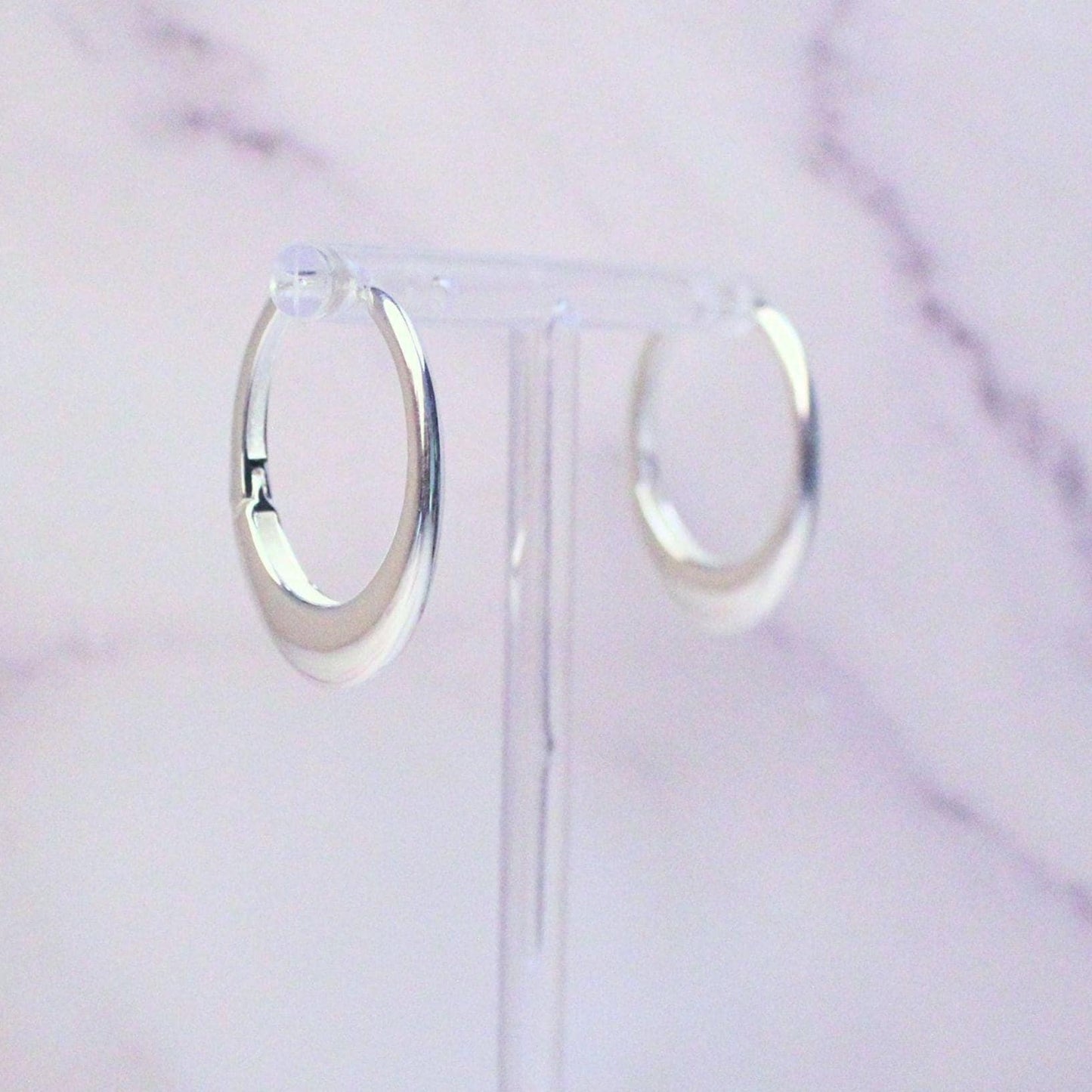 Sterling Silver Oval Mia Hoop Earrings | Modern Minimalist Statement Hoops