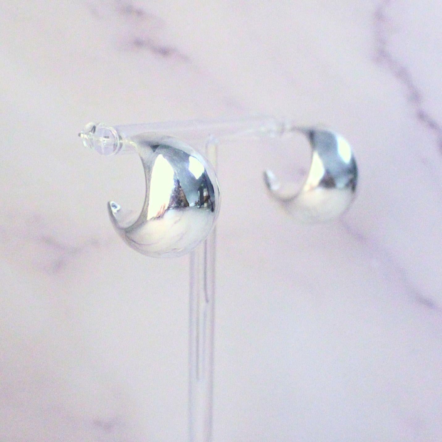 Sterling Silver Crescent Ava Hoop Earrings | Extra Large Modern Minimalist Statement Hoops