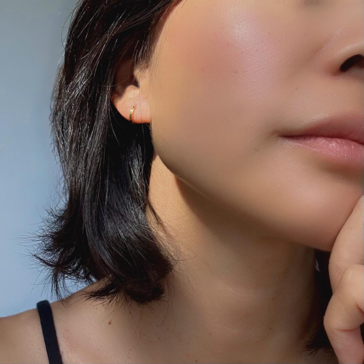 18K Solid Gold Ultra Petite Sylvie Hoop Earrings – 10mm X 1.5mm