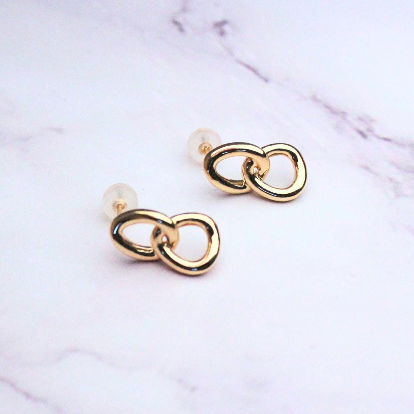 18k Solid Gold Interlocking Loop Isabella Earrings
