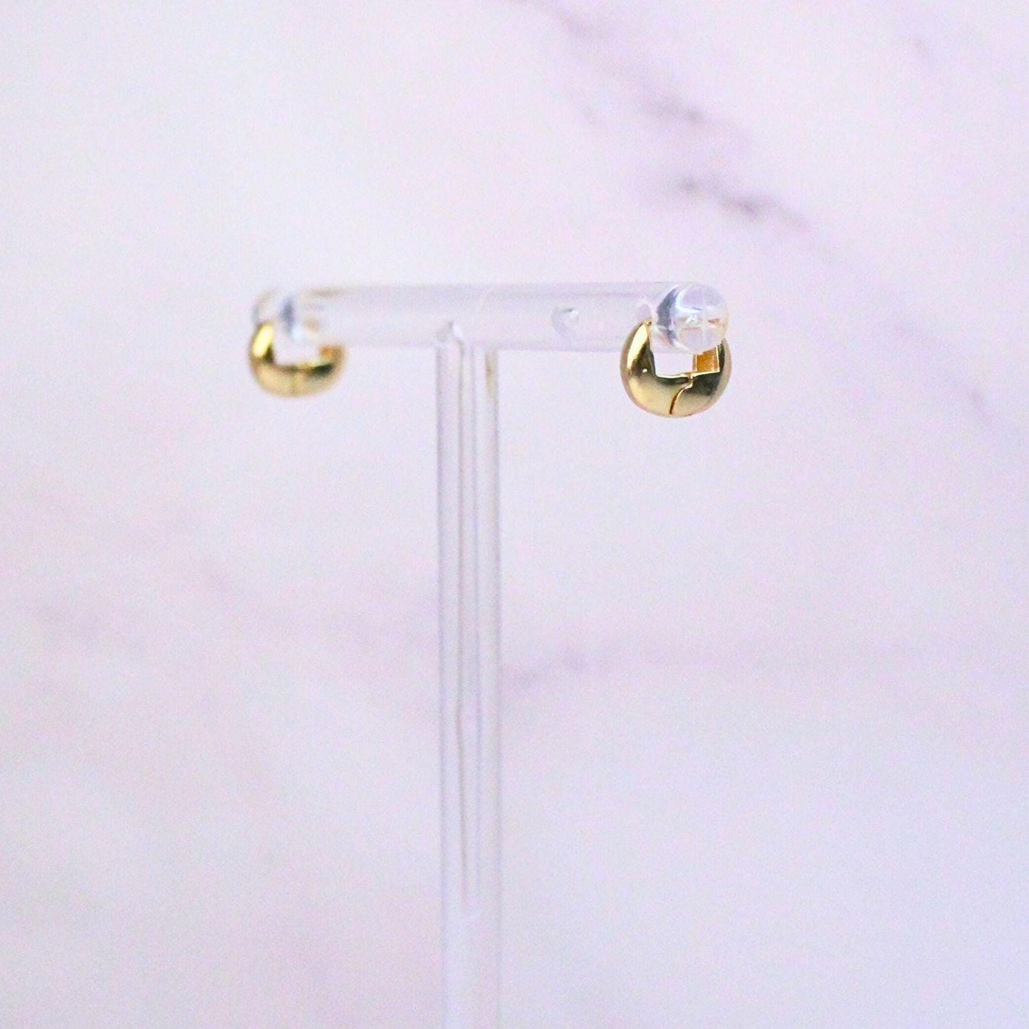 Minimalist Ultra Mini Sterling Silver Stella Earrings | 14k Gold Plated | Everyday Hoop Studs