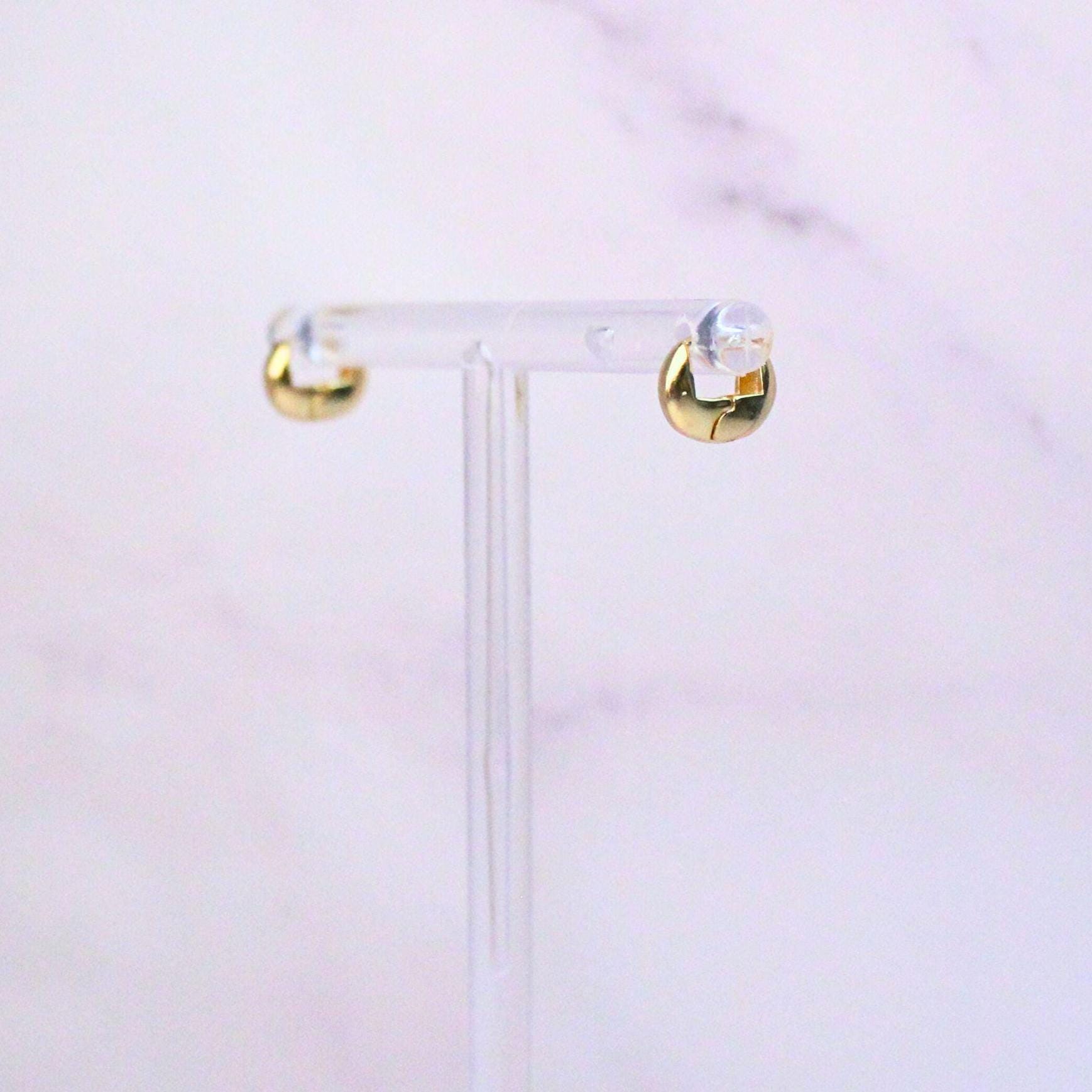 Minimalist Ultra Mini Sterling Silver Stella Earrings | 14k Gold Plated | Everyday Hoop Studs