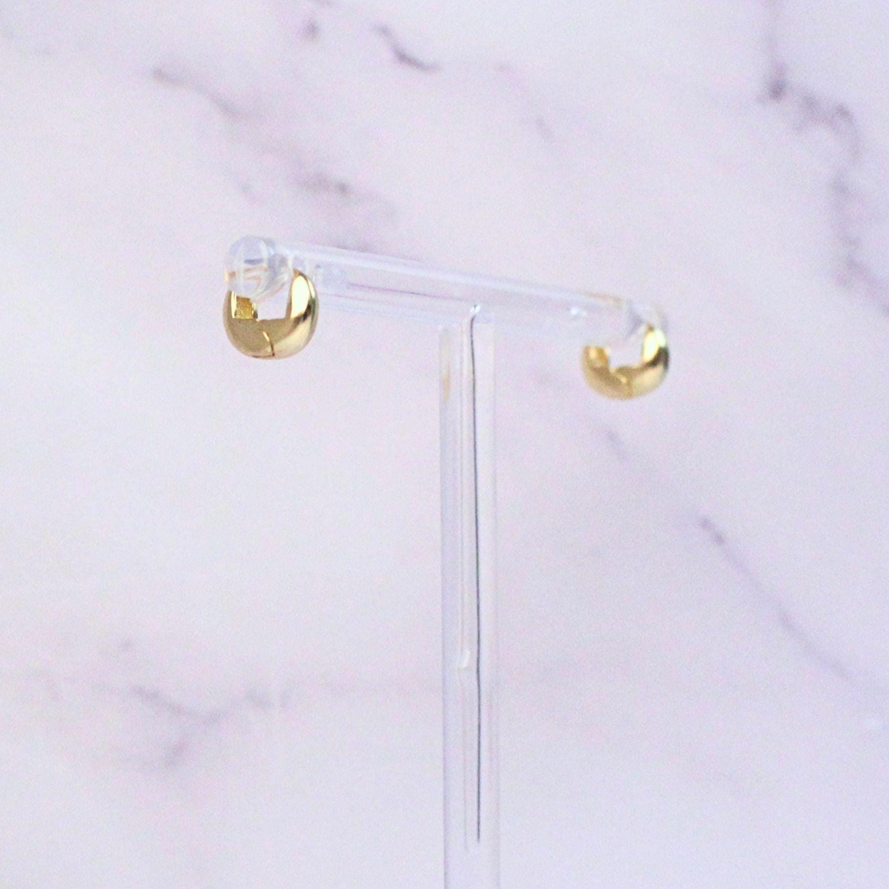 Minimalist Ultra Mini Sterling Silver Stella Earrings | 14k Gold Plated | Everyday Hoop Studs